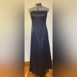 Beaded, Strapless Little Black Slip Dress. Size 10.